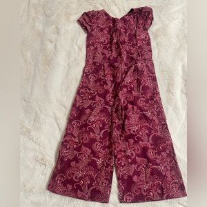 Janie and Jack girls sz 4 Elegant Paisley Jumpsuit in Burgundy